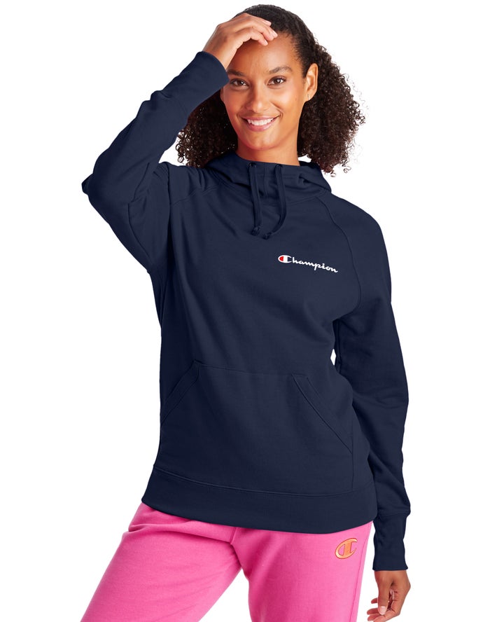 Sudadera Con Capucha Champion Mujer - Powerblend Script Logo ( Azul Marino ) 2193857-SQ